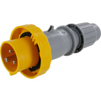 Pin and Sleeve Plug - 20A, 125V, 4H, 2-Pole 3-Wire Grounding, Watertight (IP67), Yellow