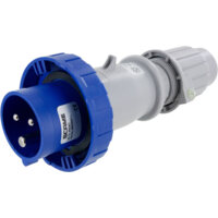 Pin and Sleeve Plug - 20A, 250V, 6H, 2-Pole 3-Wire Grounding, Watertight (IP67), Blue