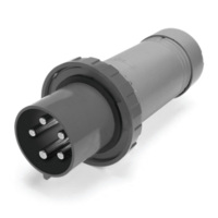 Pin and Sleeve Plug - 20A, 277V, 5H, 2-Pole 3-Wire Grounding, Watertight (IP67), Grey