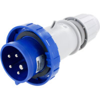 Pin and Sleeve Plug - 20A, 3PH-Y-120-208V, 9H, 4-Pole 5-Wire Grounding, Waterproof (IP67), Blue
