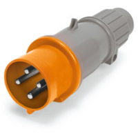 Pin and Sleeve Plug - 20A, 125/250V, 12H, 3-Pole 4-Wire Grounding, Watertight (IP67), Orange