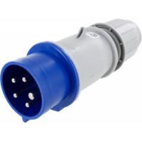 Pin and Sleeve Plug - 20A, 3PH-Y-120-208V, 9H, 4-Pole 5-Wire Grounding, Splashproof (IP44), Blue