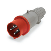 Pin and Sleeve Plug - 30A, 380-415V, 6H, 3-Pole 4-Wire Grounding, Waterproof (IP67), Red