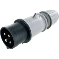 Pin and Sleeve Plug - 30A, 3PH-600V, 5H, 3-Pole 4-Wire Grounding, Splashproof (IP44), Black