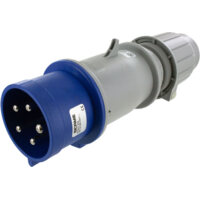Pin and Sleeve Plug - 30A, 3PH-Y-120-208V, 9H, 4-Pole 5-Wire Grounding, Splashproof (IP44), Blue