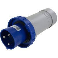 Pin and Sleeve Plug - 60A, 250VDC, 3H, 2-Pole 3-Wire Grounding, Watertight (IP67), Blue