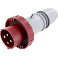 Pin and Sleeve Plug - 32A, 380-480V, 3H, 3-Pole 4-Wire Grounding, Watertight (IP67), Red