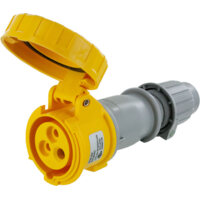 Pin and Sleeve Connector - 20A, 125V, 4H, 2-Pole 3-Wire Grounding, Watertight (IP67), Yellow