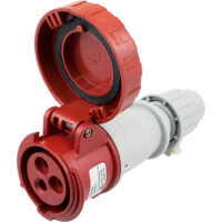 Pin and Sleeve Connector - 20A, 480V, 4H, 2-Pole 3-Wire Grounding, Watertight (IP67), Red