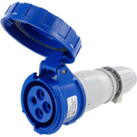 Pin and Sleeve Connector - 20A, 3PH-250V, 9H, 3-Pole 4-Wire Grounding, Watertight (IP67), Blue