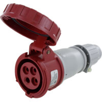 Pin and Sleeve Connector - 20A, 3PH-480, 7H, 3-Pole 4-Wire Grounding, Watertight (IP67), Red