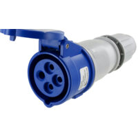 Pin and Sleeve Connector - 20A, 3PH-250V, 9H, 3-Pole 4-Wire Grounding, Splashproof (IP44), Blue