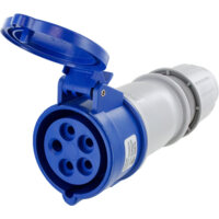 Pin and Sleeve Connector - 20A, 3PH-Y-120-208V, 9H, 4-Pole 5-Wire Grounding, Splashproof (IP44), Blue