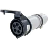 Pin and Sleeve Connector - 20A, 3PH-Y-347/600V, 5H, 4-Pole 5-Wire Grounding, Splashproof (IP44), Black
