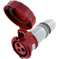 Pin and Sleeve Connector - 30A, 480V, 4H, 2-Pole 3-Wire Grounding, Watertight (IP67), Red