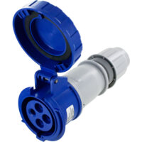 Pin and Sleeve Connector - 30A, 3PH-250V, 9H, 3-Pole 4-Wire Grounding, Watertight (IP67), Blue