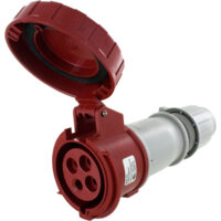Pin and Sleeve Connector - 30A, 380-415V, 6H, 3-Pole 4-Wire Grounding, Watertight (IP67), Red