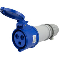 Pin and Sleeve Connector - 30A, 250V, 4H, 2-Pole 3-Wire Grounding, Splashproof (IP44), Blue
