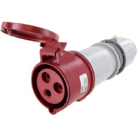 Pin and Sleeve Connector - 30A, 480V, 4H, 2-Pole 3-Wire Grounding, Splashproof (IP44), Red