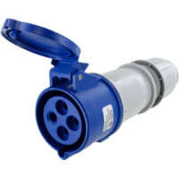 Pin and Sleeve Connector - 30A, 3PH-250V, 9H, 3-Pole 4-Wire Grounding, Splashproof (IP44), Blue