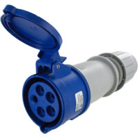 Pin and Sleeve Connector - 30A, 3PH-Y-120-208V, 9H, 4-Pole 5-Wire Grounding, Splashproof (IP44), Blue