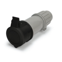 Pin and Sleeve Connector - 20A, 3PH-600V, 5H, 3-Pole 4-Wire Grounding, Splashproof (IP44), Black