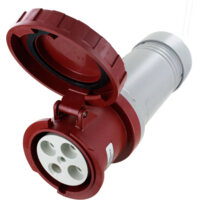 Pin and Sleeve Connector - 100A, 3PH-480, 7H, 3-Pole 4-Wire Grounding, Watertight (IP67), Red