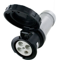 Pin and Sleeve Connector - 100A, 3PH-600V, 5H, 3-Pole 4-Wire Grounding, Watertight (IP67), Black