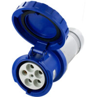 Pin and Sleeve Connector - 100A, 3PH-Y-120-208V, 9H, 4-Pole 5-Wire Grounding, Watertight (IP67), Blue