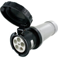 Pin and Sleeve Connector - 100A, 3PH-Y-347/600V, 5H, 4-Pole 5-Wire Grounding, Watertight (IP67), Black