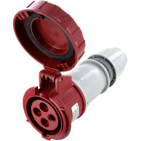 Pin and Sleeve Connector - 32A, 380-440V, 3H, 3-Pole 4-Wire Groundiong, Watertight (IP67), Red