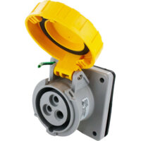 Pin and Sleeve Receptacle - 20A, 125V, 4H, 2-Pole 3-Wire Grounding, Watertight (IP67), Yellow
