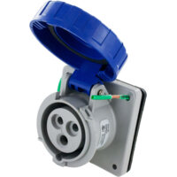 Pin and Sleeve Receptacle - 20A, 250V, 6H, 2-Pole 3-Wire Grounding, Watertight (IP67), Blue