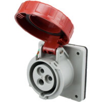 Pin and Sleeve Receptacle - 20A, 480V, 7H, 2-Pole 3-Wire Grounding, Watertight (IP67), Red