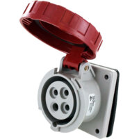 Pin and Sleeve Receptacle - 20A, 3PH-480, 7H, 3-Pole 4-Wire Grounding, Watertight (IP67), Red
