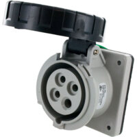 Pin and Sleeve Receptacle - 20A, 3PH-600V, 5H, 3-Pole 4-Wire Grounding, Watertight (IP67), Black