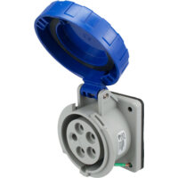 Pin and Sleeve Receptacle - 20A, 3PH-Y-120-208V, 9H, 4-Pole 5-Wire Grounding, Watertight (IP67), Blue