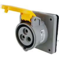 Pin and Sleeve Receptacle - 20A, 125V, 4H, 2-Pole 3-Wire Grounding, Splashproof (IP44), Yellow
