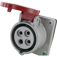 Pin and Sleeve Receptacle - 20A, 3PH-480, 7H, 3-Pole 4-Wire Grounding, Splashproof (IP44), Red