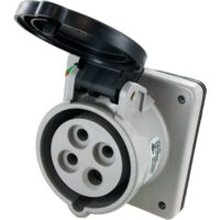 Pin and Sleeve Receptacle - 20A, 3PH-600V, 5H, 3-Pole 4-Wire Grounding, Splashproof (IP44), Black
