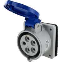 Pin and Sleeve Receptacle - 20A, 3PH-Y-120-208V, 9H, 4-Pole 5-Wire Grounding, Splashproof (IP44), Blue