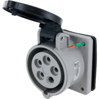 Pin and Sleeve Receptacle - 20A, 3PH-Y-347/600V, 5H, 4-Pole 5-Wire Grounding, Splashproof (IP44), Black