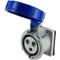 Pin and Sleeve Receptacle - 30A, 250V, 6H, 2-Pole 3-Wire Grounding, Watertight (IP67), Blue