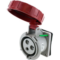 Pin and Sleeve Receptacle - 30A, 480V, 7H, 2-Pole 3-Wire Grounding, Watertight (IP67), Red