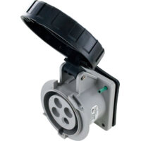 Pin and Sleeve Receptacle - 30A, 3PH-600V, 5H, 3-Pole 4-Wire Grounding, Watertight (IP67), Black