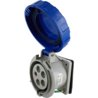 Pin and Sleeve Receptacle - 30A, 3PH-Y-120-208V, 9H, 4-Pole 5-Wire Grounding, Watertight (IP67), Blue