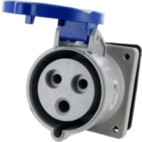 Pin and Sleeve Receptacle - 30A, 250V, 6H, 2-Pole 3-Wire Grounding, Splashproof (IP44), Blue