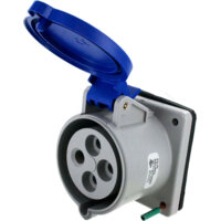 Pin and Sleeve Receptacle - 30A, 3PH-250V, 9H, 3-Pole 4-Wire Grounding, Splashproof (IP44), Blue