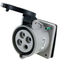 Pin and Sleeve Receptacle - 30A, 3PH-600V, 5H, 3-Pole 4-Wire Grounding, Splashproof (IP44), Black