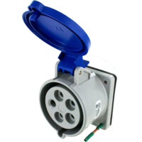 Pin and Sleeve Receptacle - 30A, 3PH-Y-120-208V, 9H, 4-Pole 5-Wire Grounding, Splashproof (IP44), Blue
